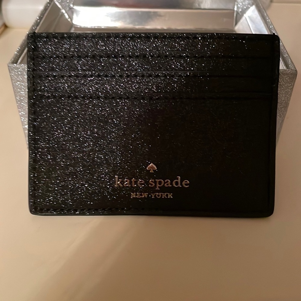 Kate Spade black glitter cardholder